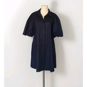 Civico 51 Italy shirt Cotton dress w/ voluminous sleeves Blue Sz Large